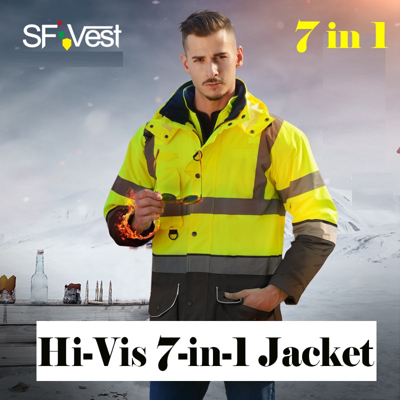 Sfvest  ü en20471 ansi 107 Ŭ iii ݻ Ŷ Ż Ż 7 in 1 parka jacket  